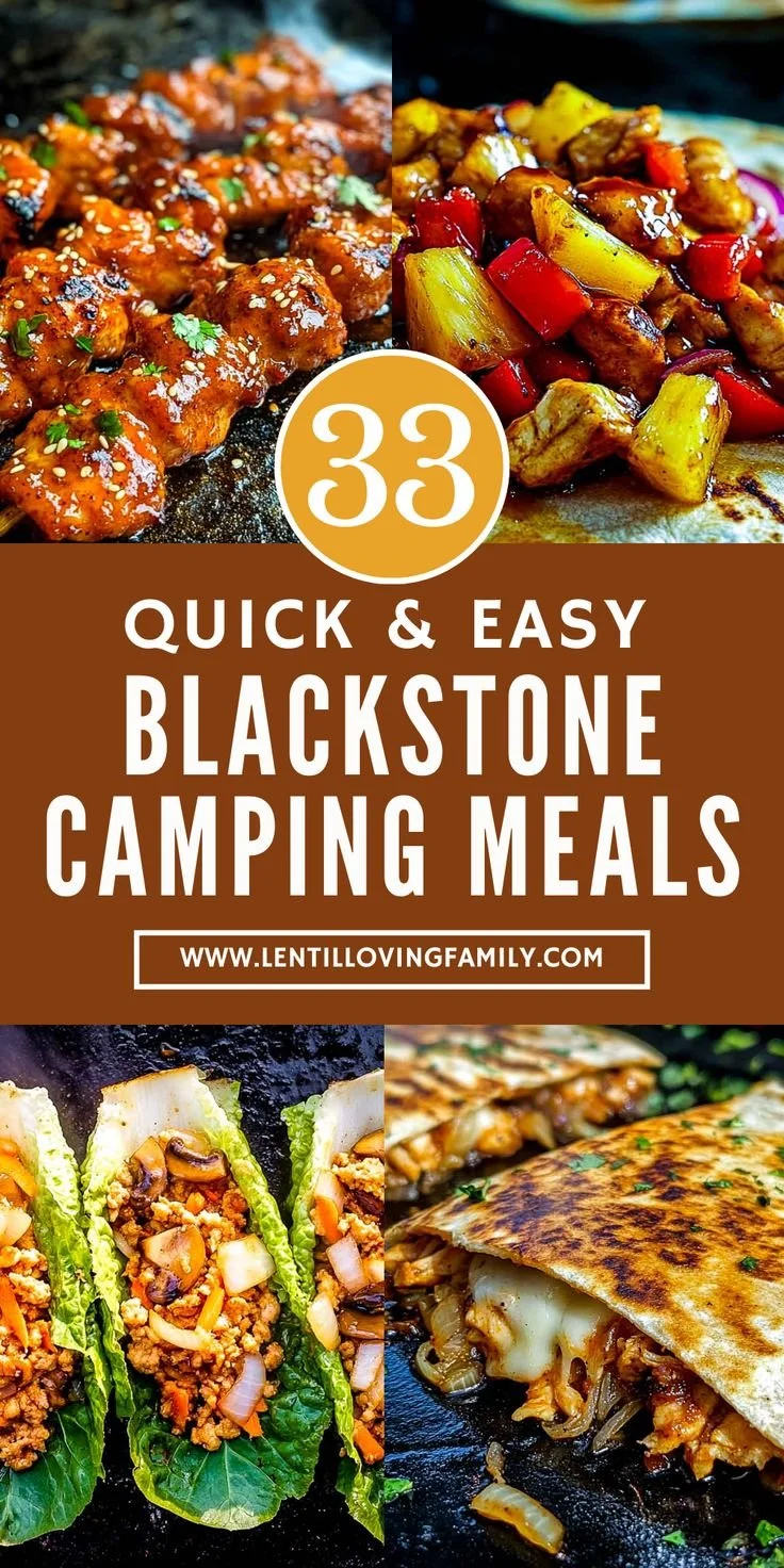 Delicious Blackstone camping meals prepared on a portable griddle.