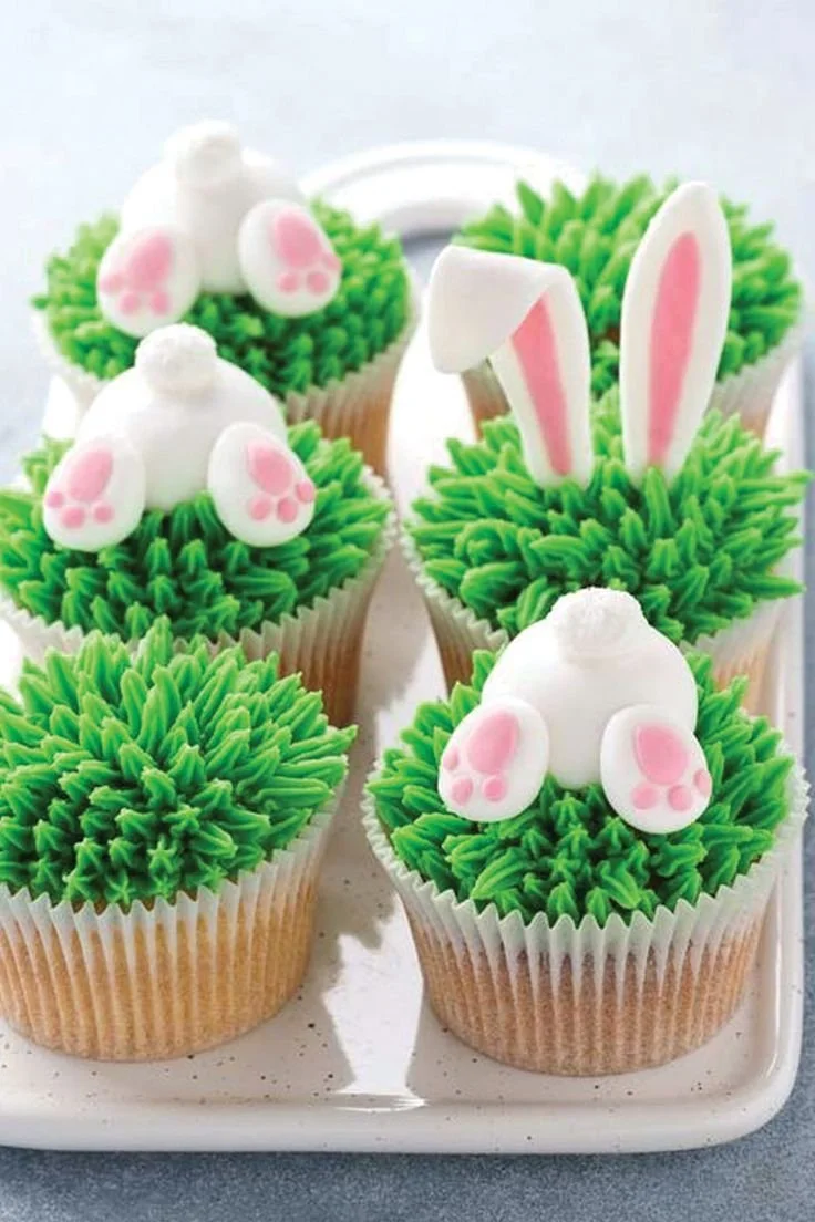 Cute Bunny Cupcakes decorated for Easter celebrations