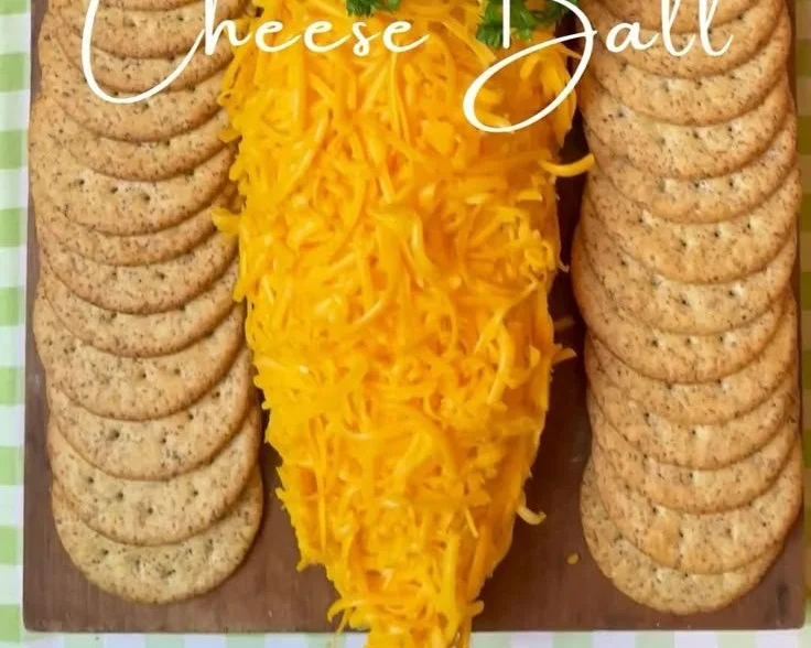 Delicious Carrot Cheese Ball appetizer garnished with fresh herbs