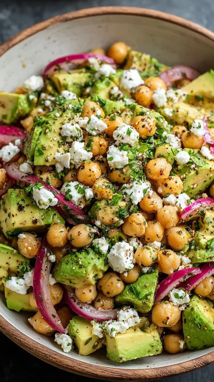 Chickpea Feta Avocado Salad - a colorful and healthy meal option