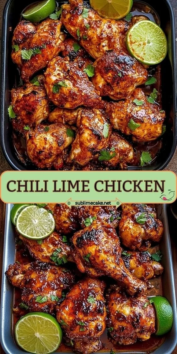 Chili Lime Chicken 6 Delicious Chili Lime Chicken garnished with fresh lime and cilantro