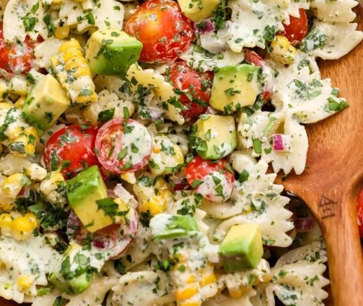 Cilantro Lime Pasta Salad featuring fresh ingredients and vibrant colors