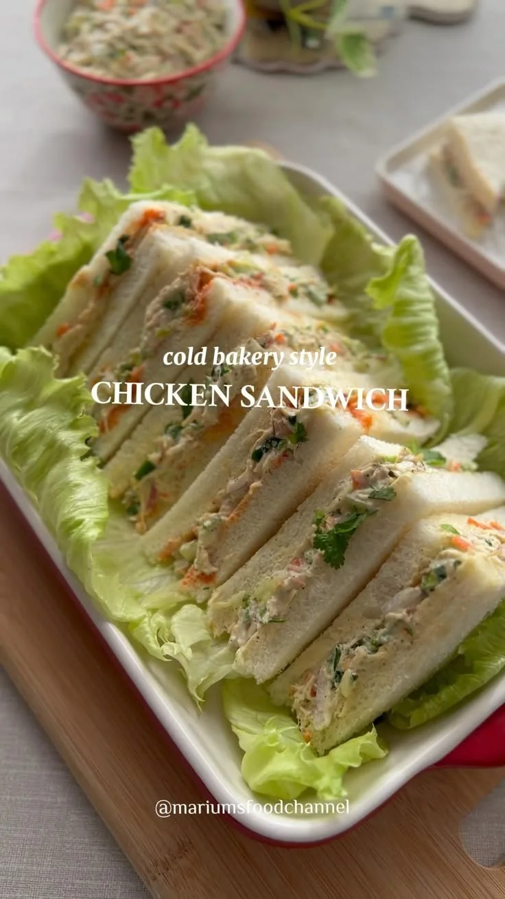 Delicious cold chicken mayo sandwich made with fresh ingredients and creamy mayo