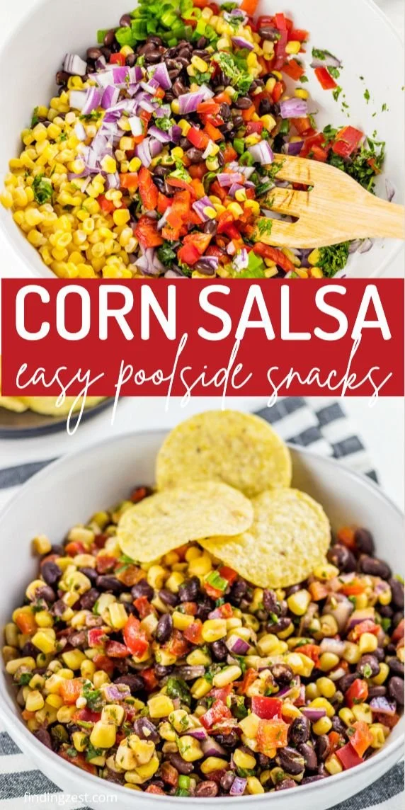 Delicious homemade corn salsa made with fresh ingredients.