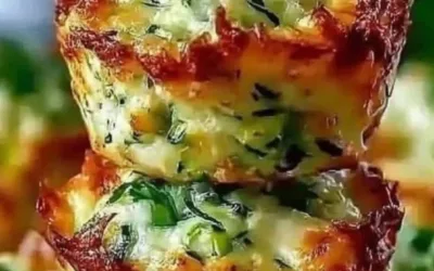 Crispy Parmesan Zucchini Muffins stacked on a plate for healthy snacking