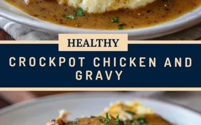 Crockpot Chicken and Gravy served on a plate with mashed potatoes