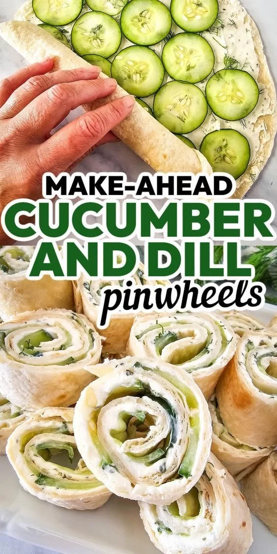 Delicious Cucumber Dill Pinwheels served on a platter