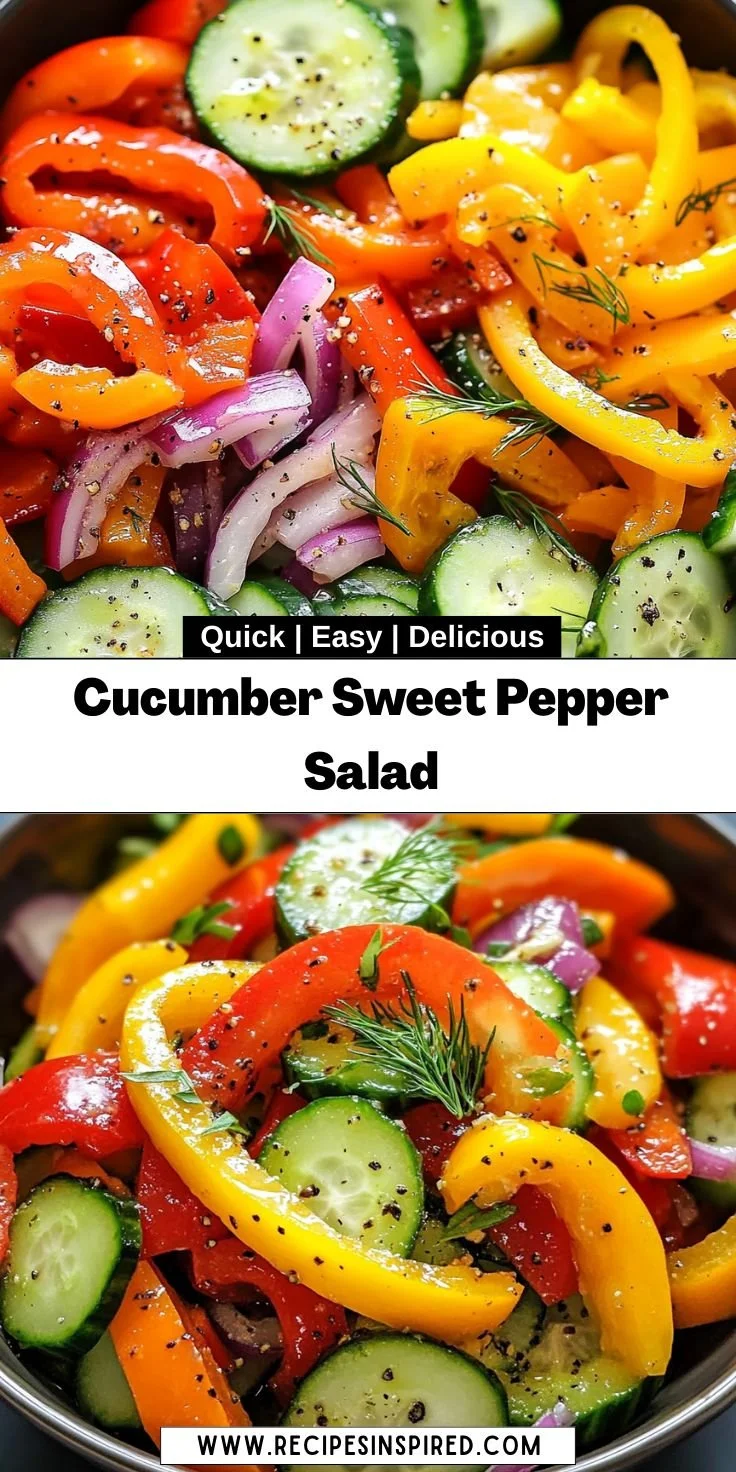 Cucumber Sweet Pepper Salad in a colorful bowl, featuring fresh ingredients
