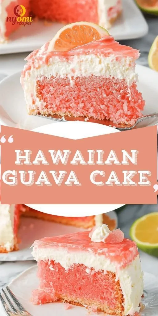 Decadent Hawaiian Guava Cake: A Slice of Paradise 5 Decadent Hawaiian Guava Cake topped with fresh guava and whipped cream.
