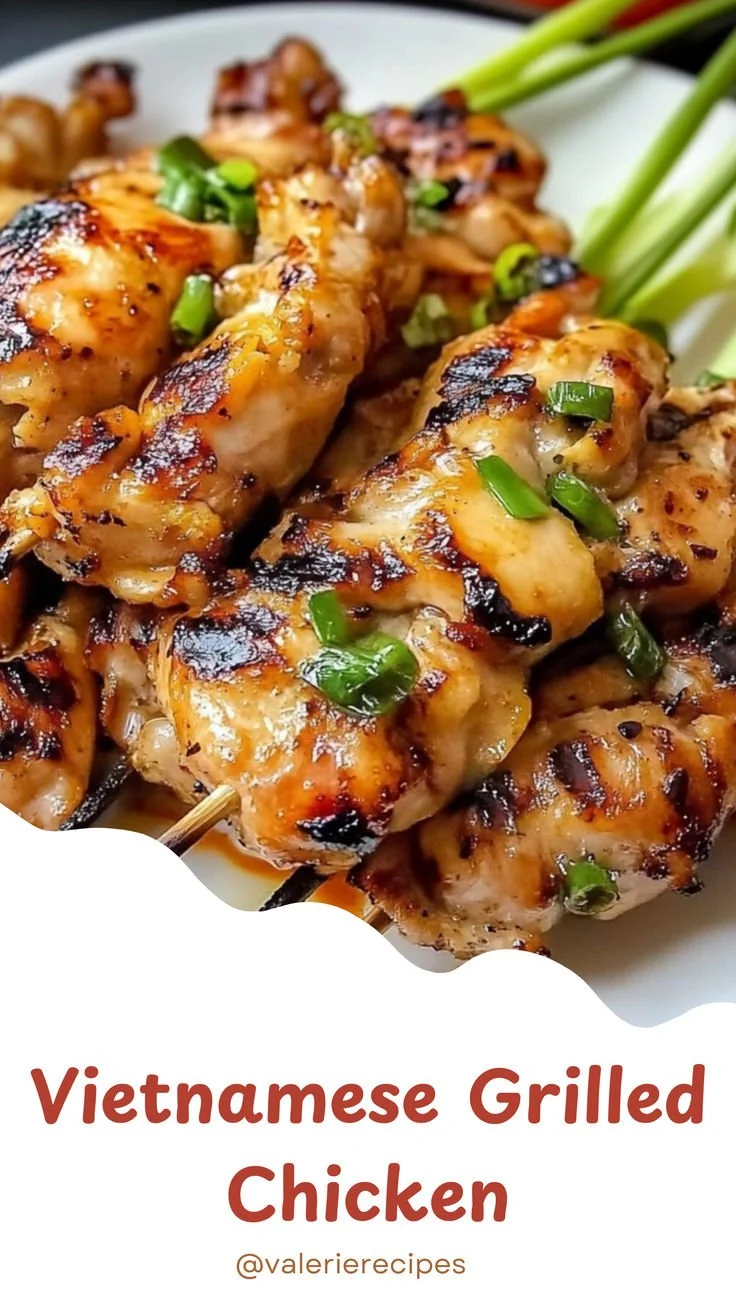 Delicious grilled Vietnamese chicken served with herbs and spices