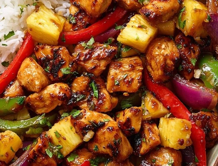 Hawaiian Chicken Sheet Pan with colorful vegetables and vibrant flavors