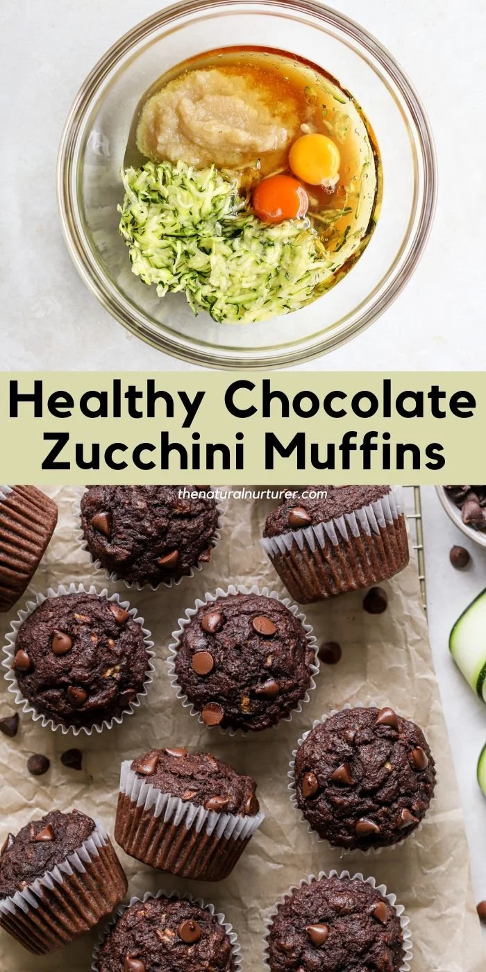 Healthy & Moist Chocolate Zucchini Muffins