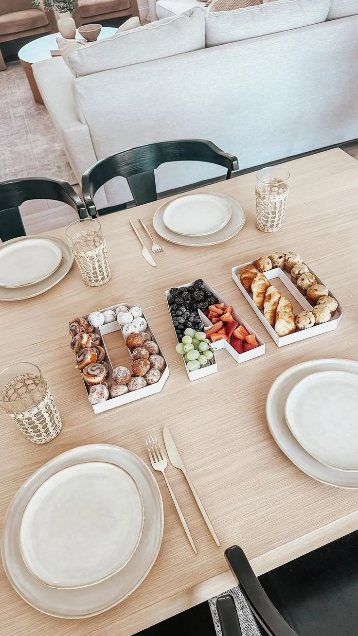 Beautiful Father's Day brunch setup with decor ideas for a family celebration.