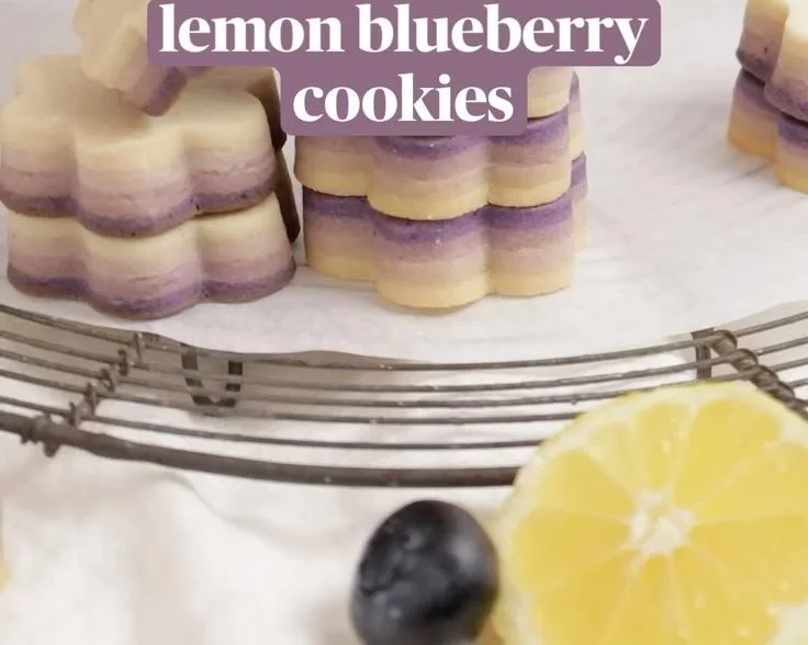 Freshly baked lemon blueberry cookies on a plate