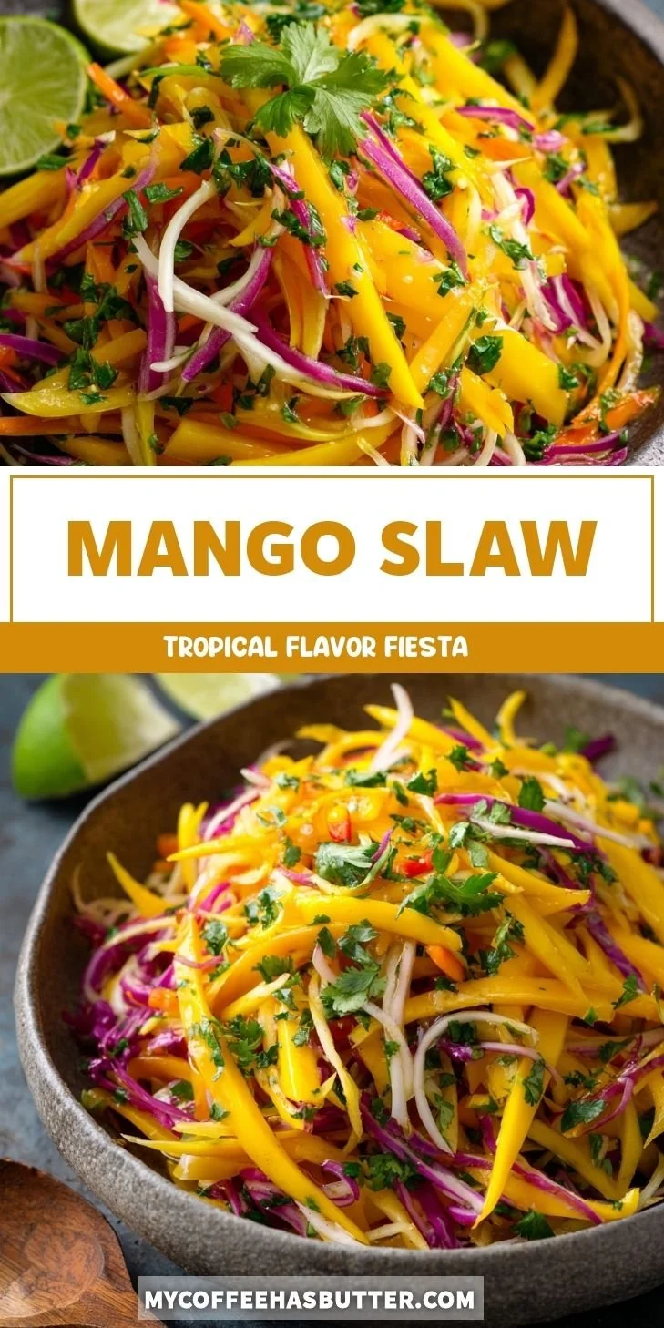 Mango Slaw 10 Fresh and vibrant mango slaw with colorful vegetables and dressing