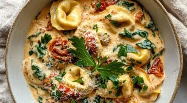 Delicious Marry Me Tortellini with creamy sauce and fresh herbs