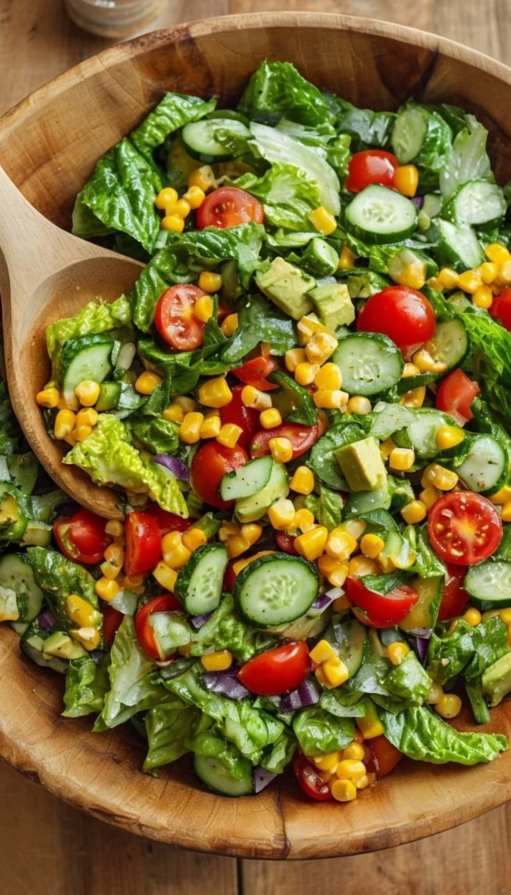 Bowl of colorful Mexican Chopped Salad with fresh vegetables and dressing