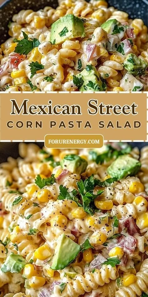 Delicious Mexican street corn pasta salad with fresh ingredients and vibrant flavors