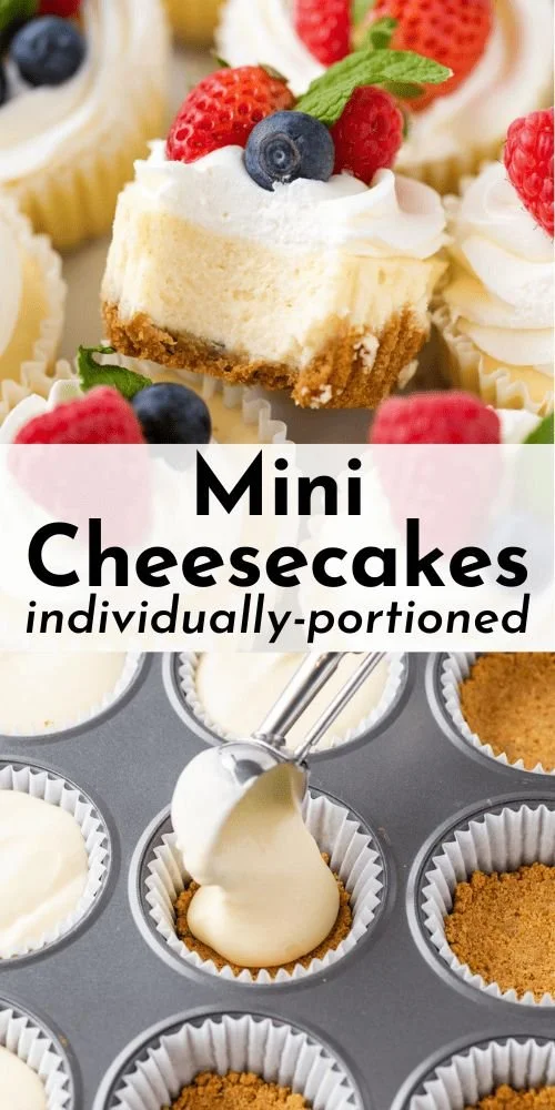 Delicious mini cheesecakes topped with fresh berries on a dessert table