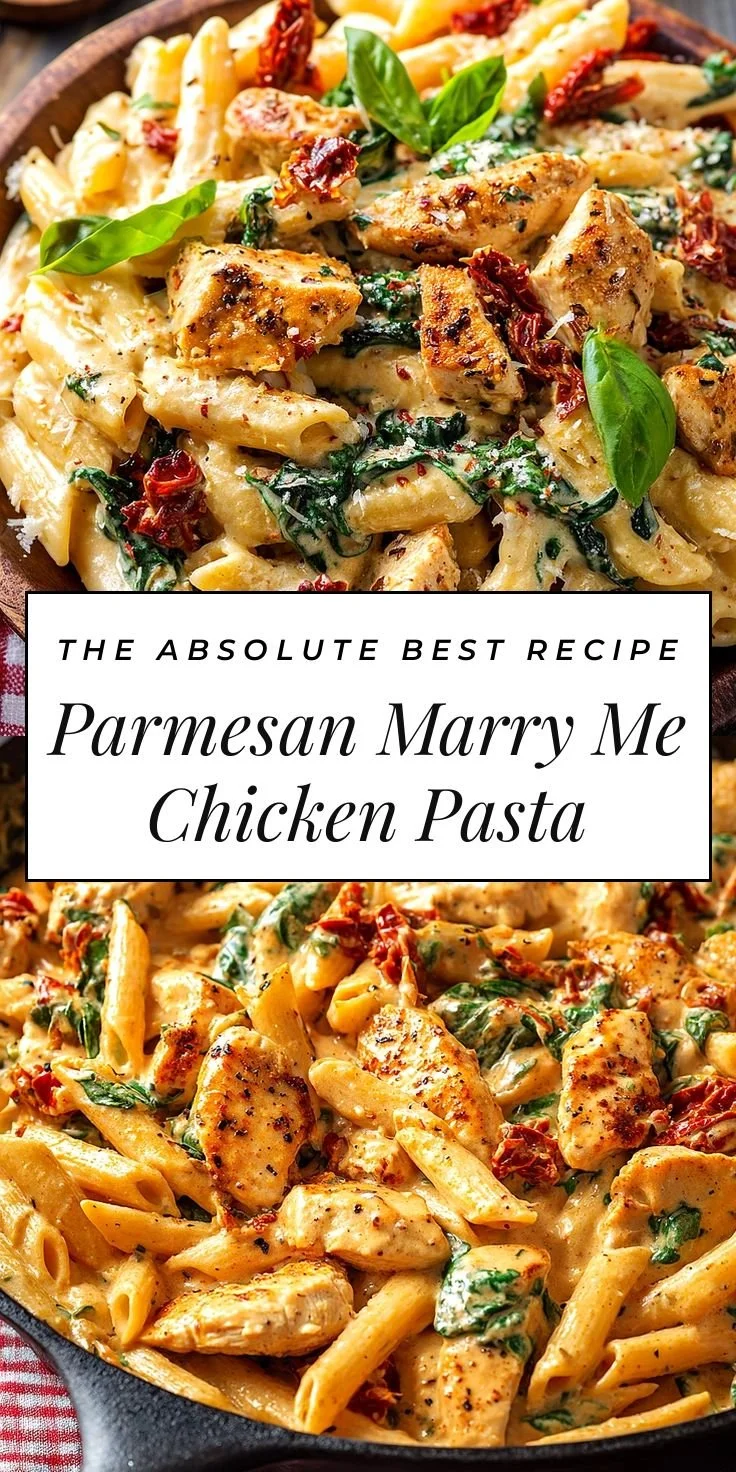 Parmesan Marry Me Chicken Pasta 4 Delicious Parmesan Marry Me Chicken Pasta served with fresh herbs