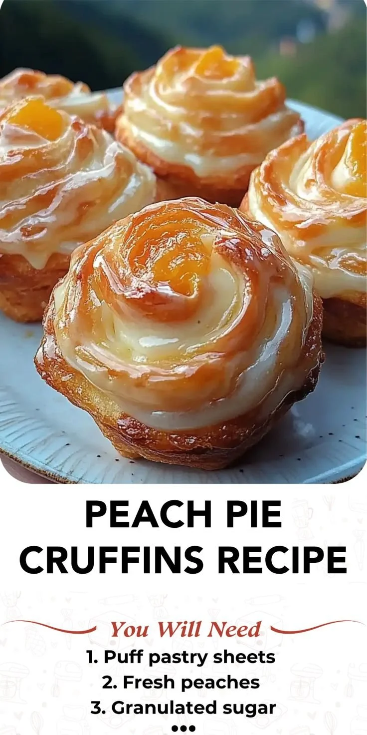 Peach Pie Cruffins - a delicious pastry filled with peach pie flavors