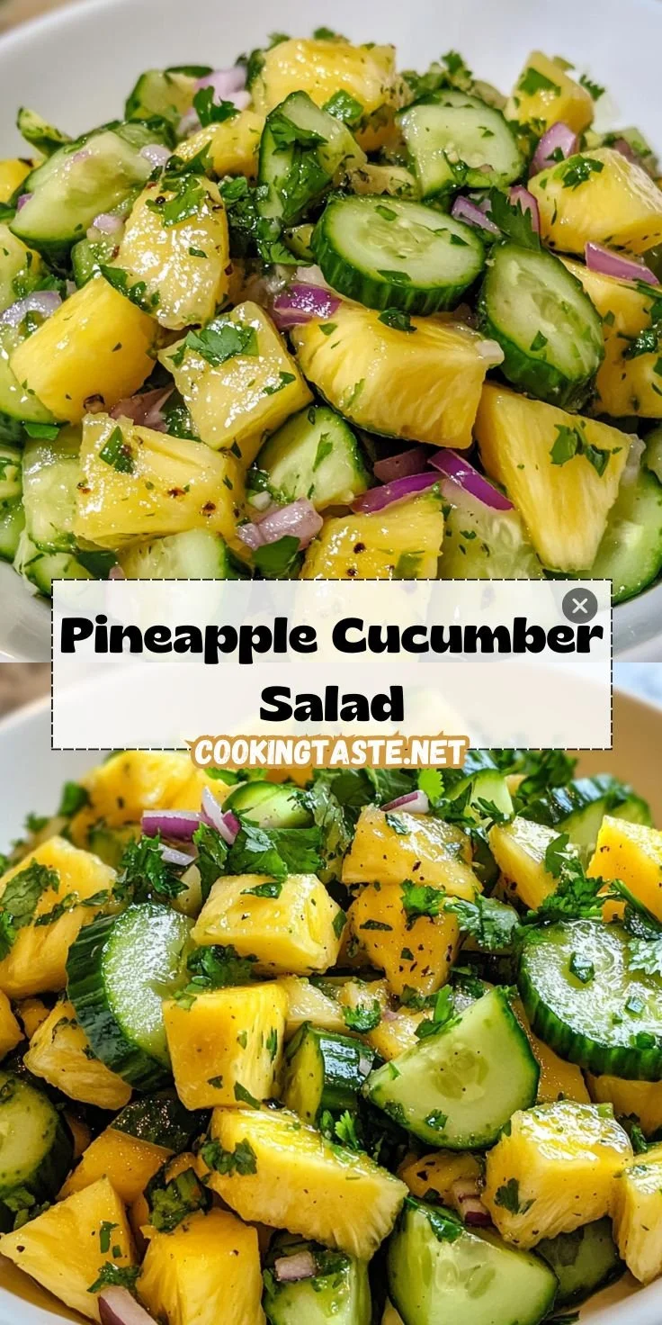 Fresh pineapple cucumber salad with vibrant colors and flavors