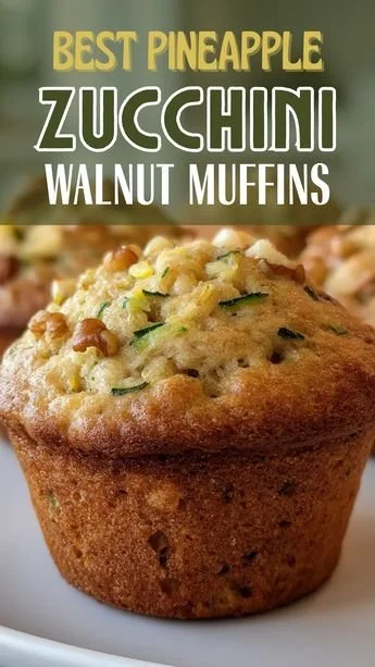 Pineapple Walnut Zucchini Muffins