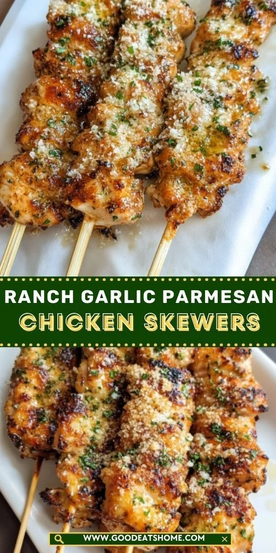 Ranch Garlic Parmesan Chicken Skewers with fresh herbs and spices