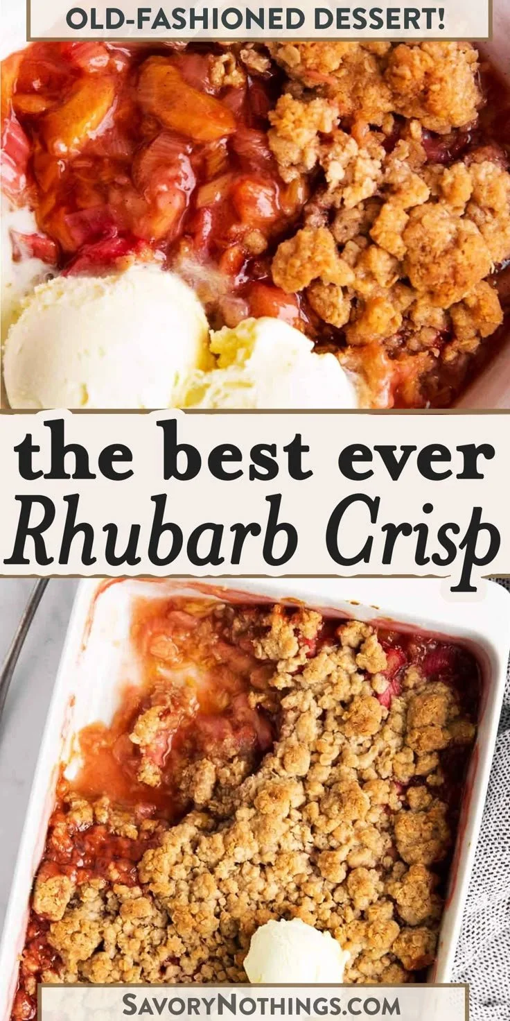 Rhubarb Crisp 8 Delicious rhubarb crisp dessert with a crumbly topping
