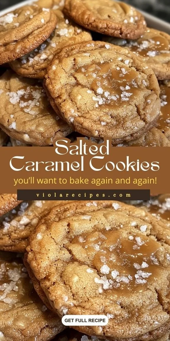 Delicious salted caramel cookies stacked on a plate