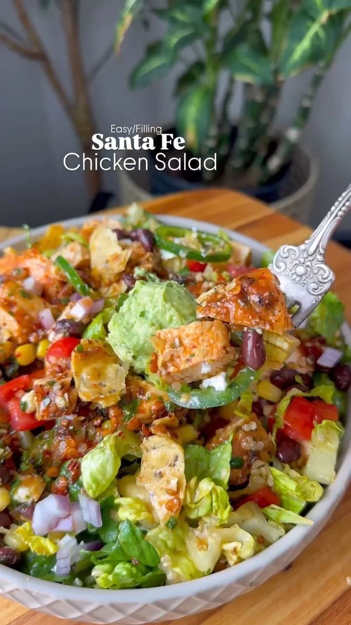 Colorful Santa Fe Salad with fresh vegetables and toppings