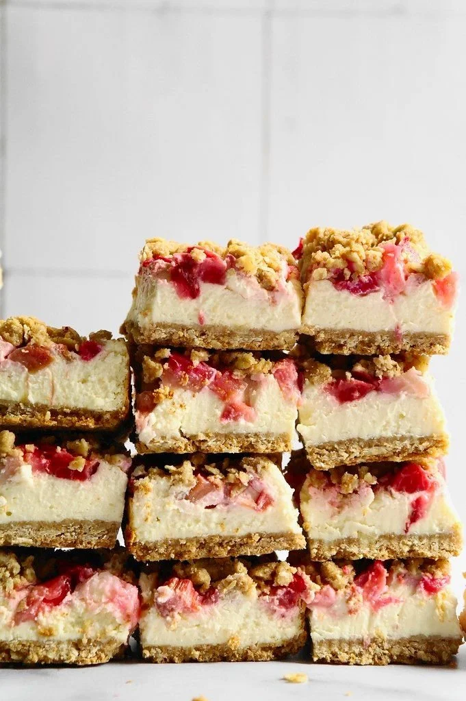 Delicious spring cheesecake bars topped with fresh fruit.