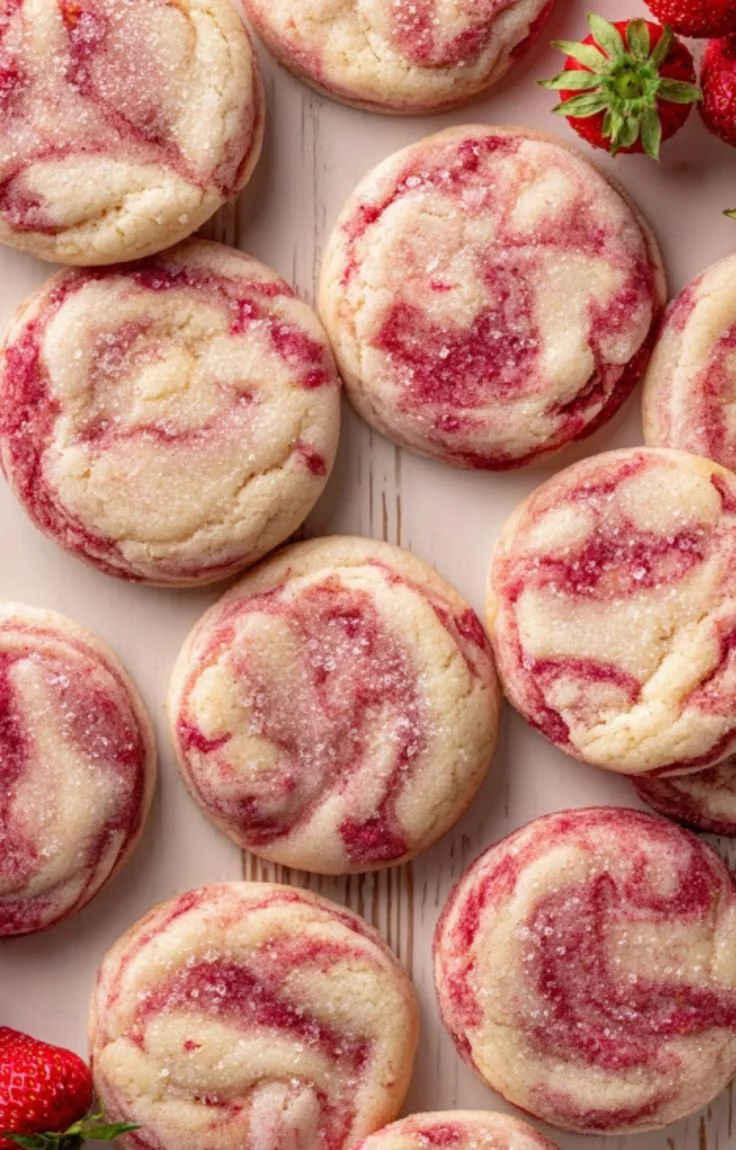 Delicious strawberry cheesecake cookies with fresh strawberries and creamy cheesecake flavor