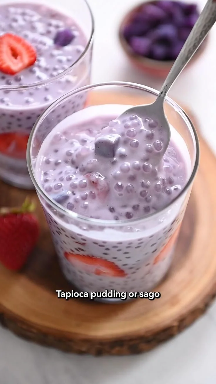 Delicious tapioca pearls served in a refreshing summer dessert.
